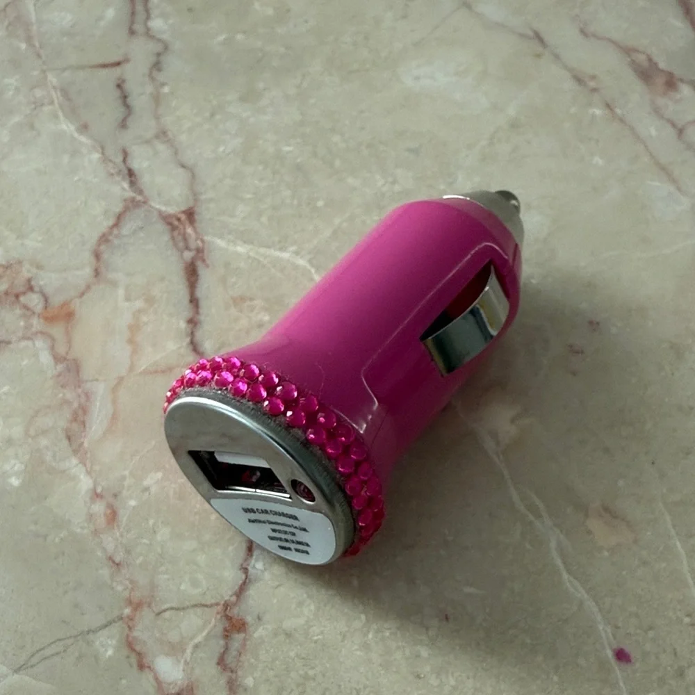 Pink USB Car Charger Adapter